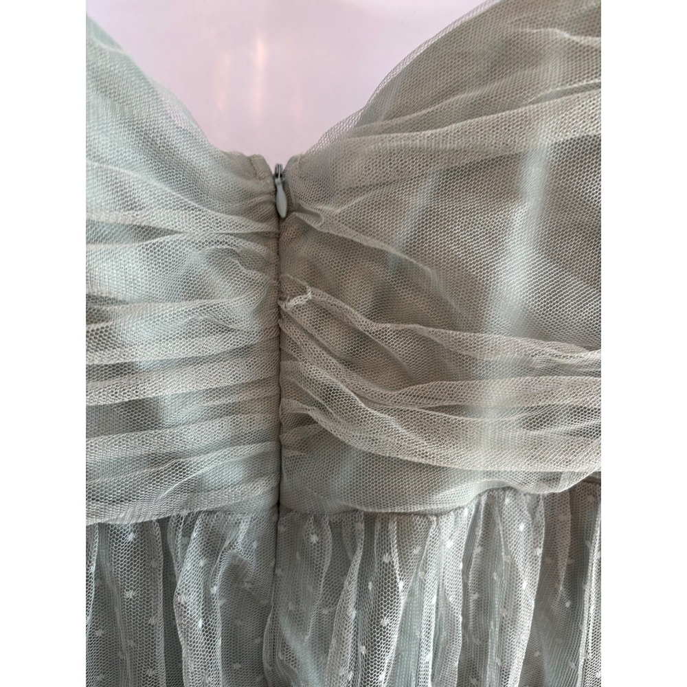 NWT Lulus Pure Radiance Sage Brush Mesh Swiss Dot Tiered Maxi Dress Romantic - Picture 8 of 9